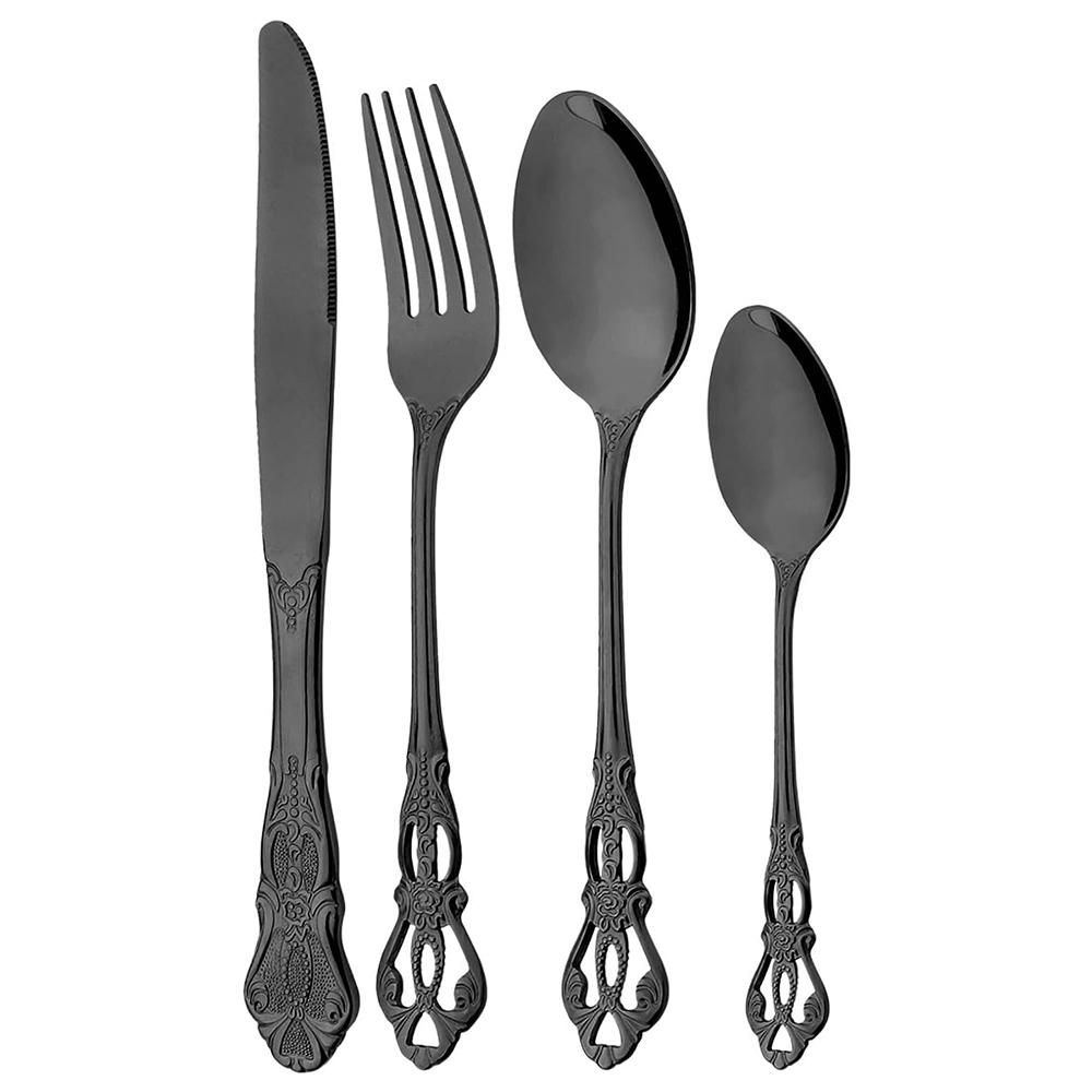 4-teiliges Luxus Royal Besteckset, Edelstahl Besteckset Service für 1, Spülmaschinenfest