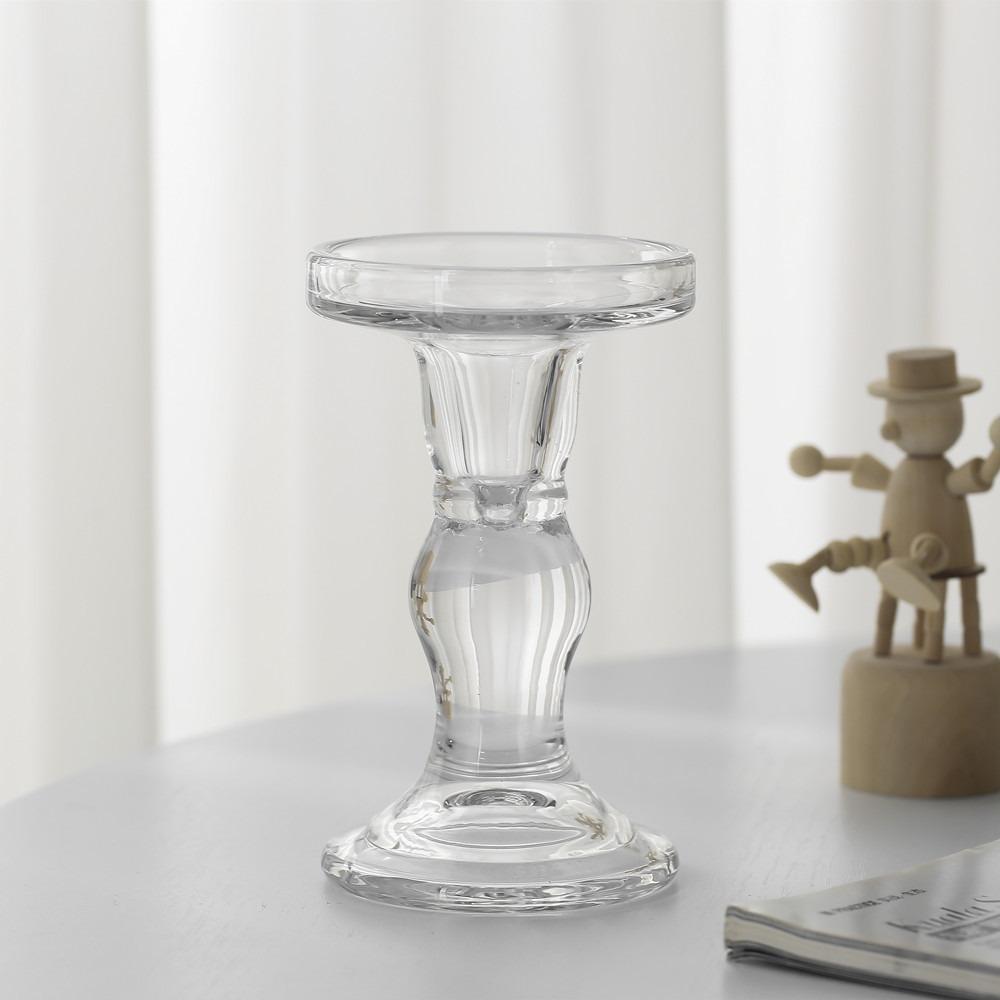 Modern Minimalist Roman Column Glass Candlestick, A Romantic Candlelight Dinner Decoration European Living Room Ornament