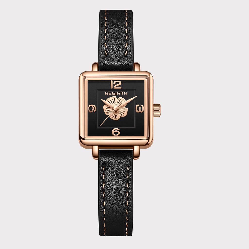 Fashionable Floral Surface Casual Leather Strap Quartz Watch