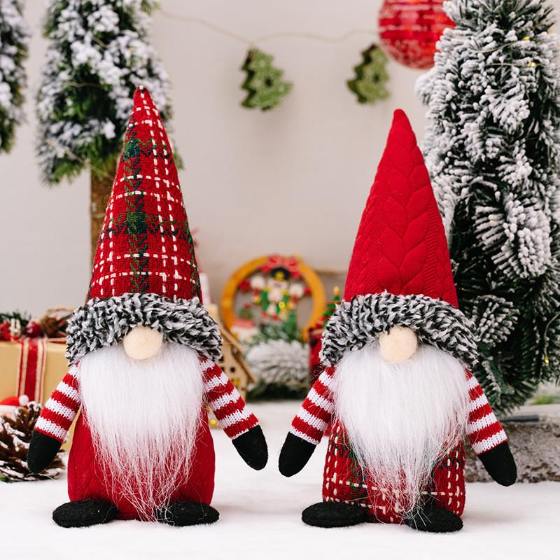 Christmas Enchanting Gnome Decorations With Festive Striped Outfits For Atmosphere Cozy