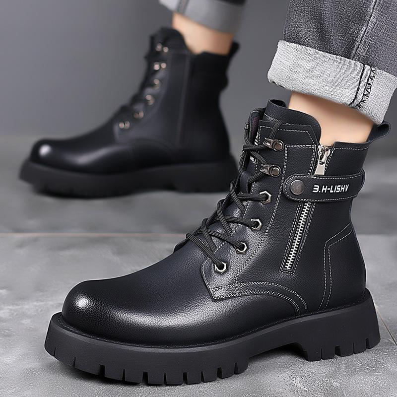 Fashion mens fashion desert boots genuine leather shoes outdoors cowboy tooling work boot handsome platform ankle botas spring autumn
