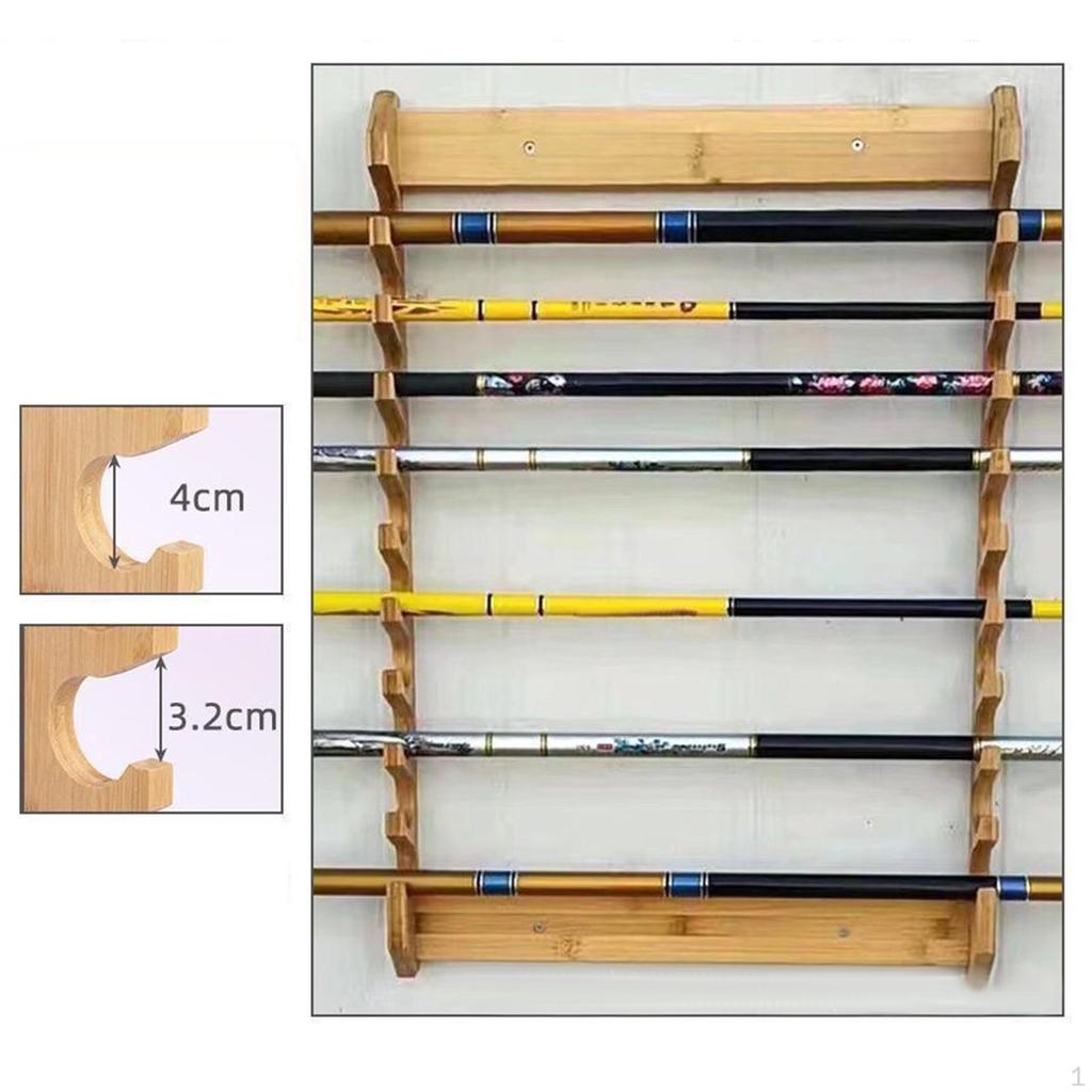 Fishing Rod Holder Pole Rack Horizontal Wall Mounted Support Organizer Pool Cue Display