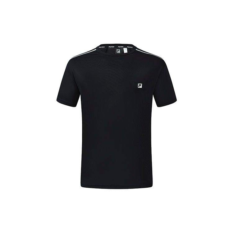 FILA Athletics Running Fitness Solid Color Crew Neck Knit Short Sleeve Raglan T-Shirt Men Tops Deep-Black A11M232101F-BK