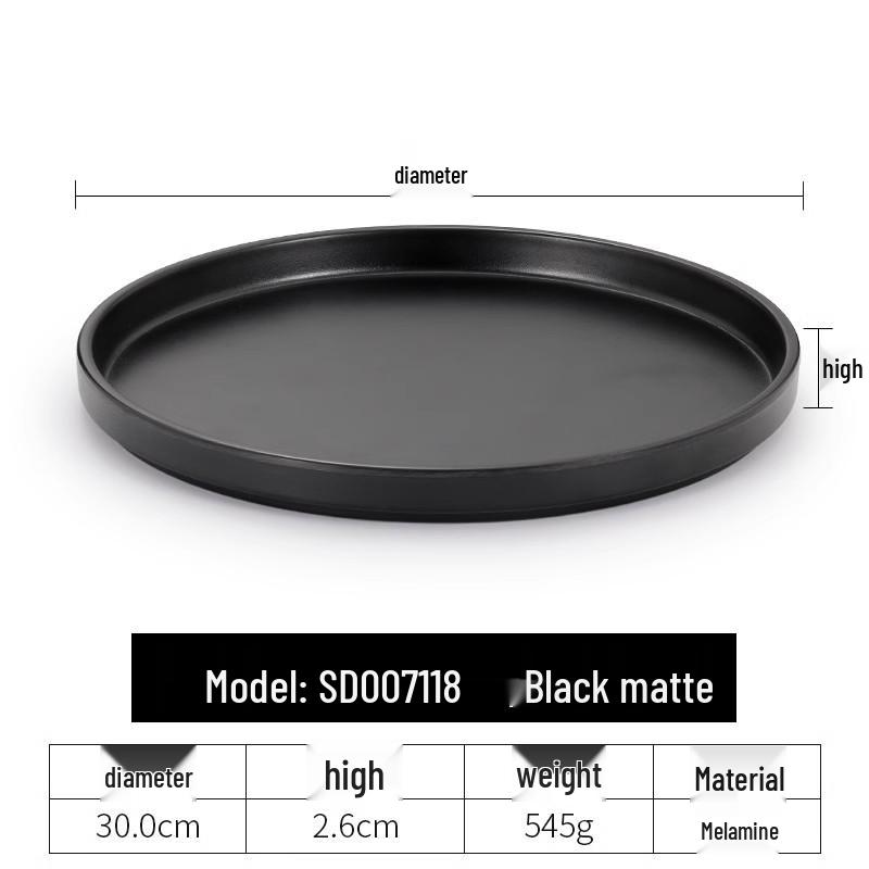 Black Melamine Japanese Sushi Tray - Long Shallow Plate for BBQ & Food Arrangement