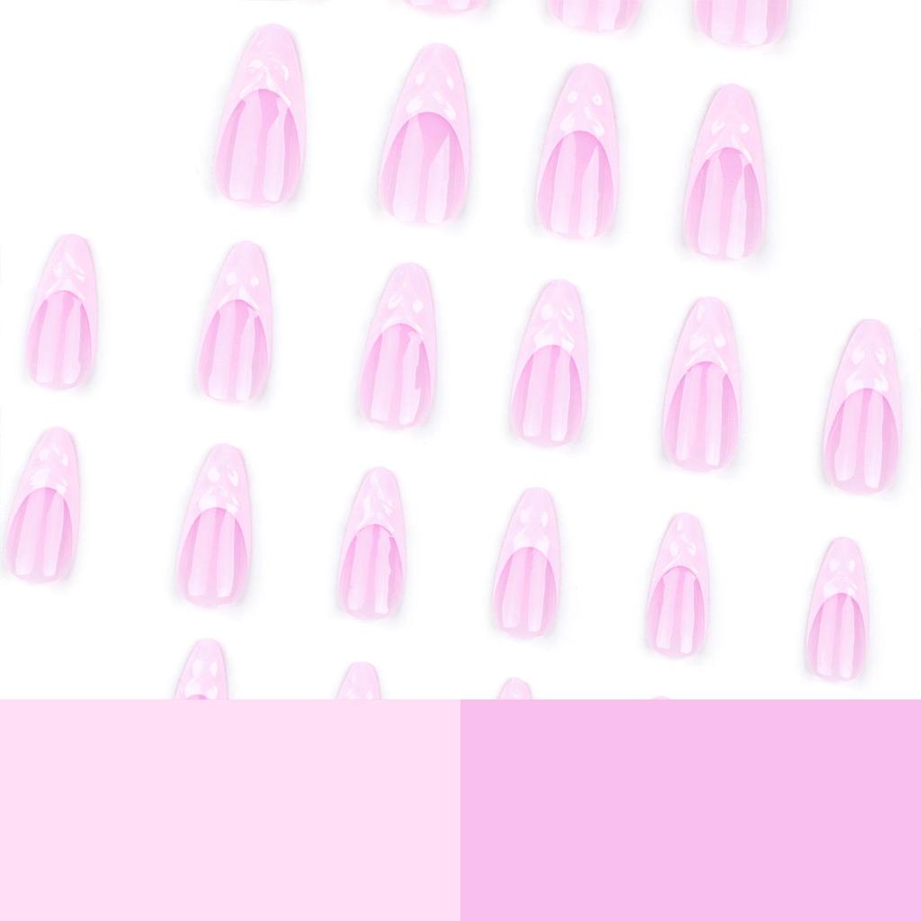 3D-Wasserwelle Mandel Rosa Französisch Abnehmbare Nagelspitzen