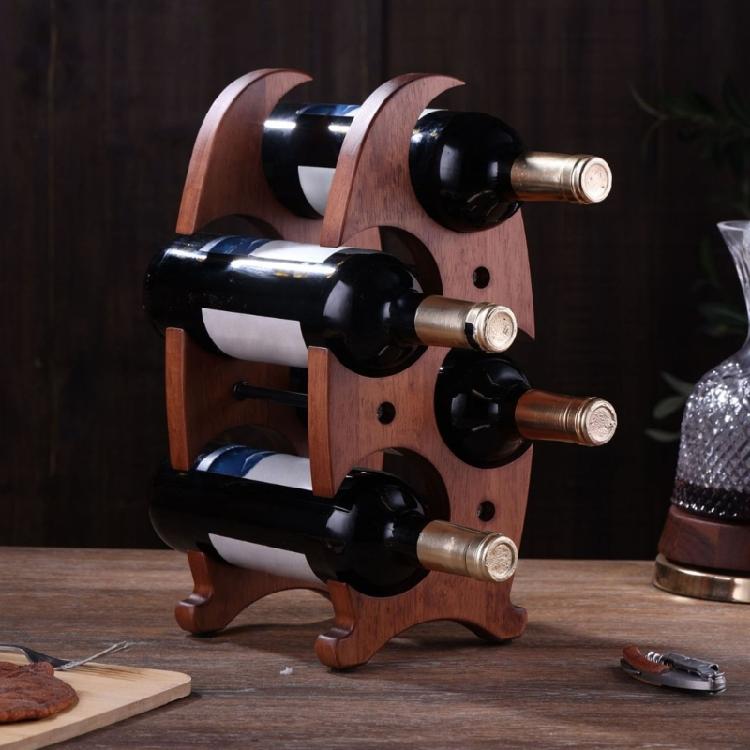 Convenient Wood Wine Storage Holder Stable Wine Bottle Rack 4 Slots Storage Stand Holder for Dining Room Decors