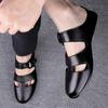 Semi-Drag Loafers Slipper Man Mules Leather Summer Backless Casual Shoes Slip On Flats Half Shoes For Men Slides Sandals Outdoor