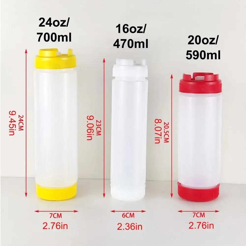 Double Head Sauce Bottles Big Capacity Plastic Squeeze Bottles 16oz 20oz 24oz Portbale Tomato Catchup Dispenser Picnic Cooker