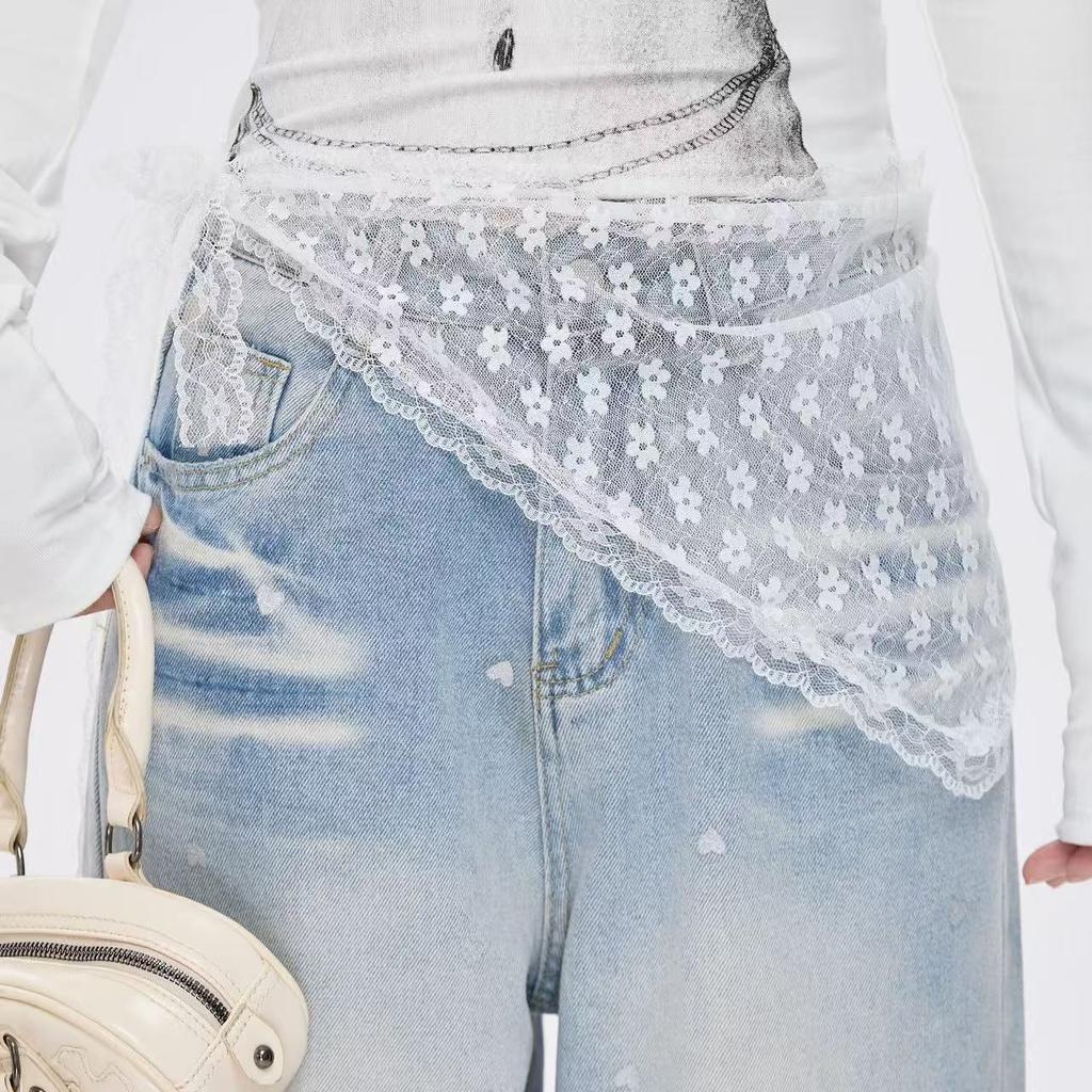 2025 French Lace Layering Scarf | White Waist Chain | Premium Denim Styling