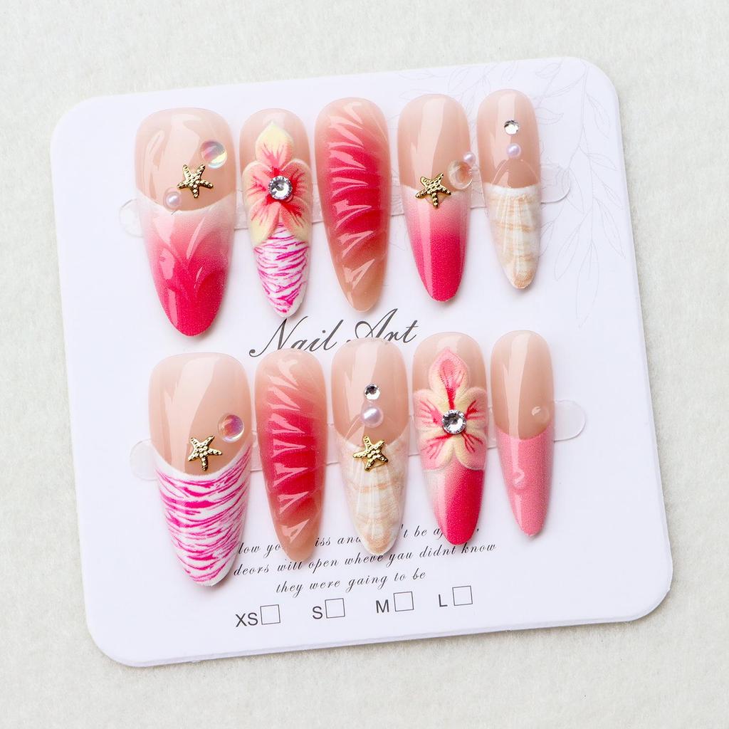 European 3D Pink Gradient French Manicure Nails with Clear Pearl Tips