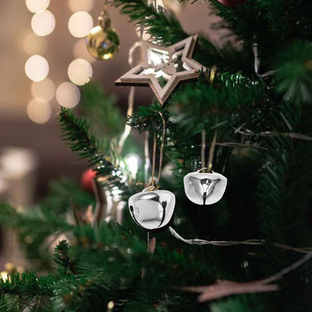 50Pcs Adorable Christmas Bells Hanging Ornaments Premium Material Festive Decor for Tree Wall Window Door Fireplace Xmas Decors