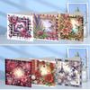 6pcs Diamond Painting Gift Card Handmade 5D Rhinestone Arts Greetings Birthday Card Arts Crafts for Birthday Blessing and Wishes