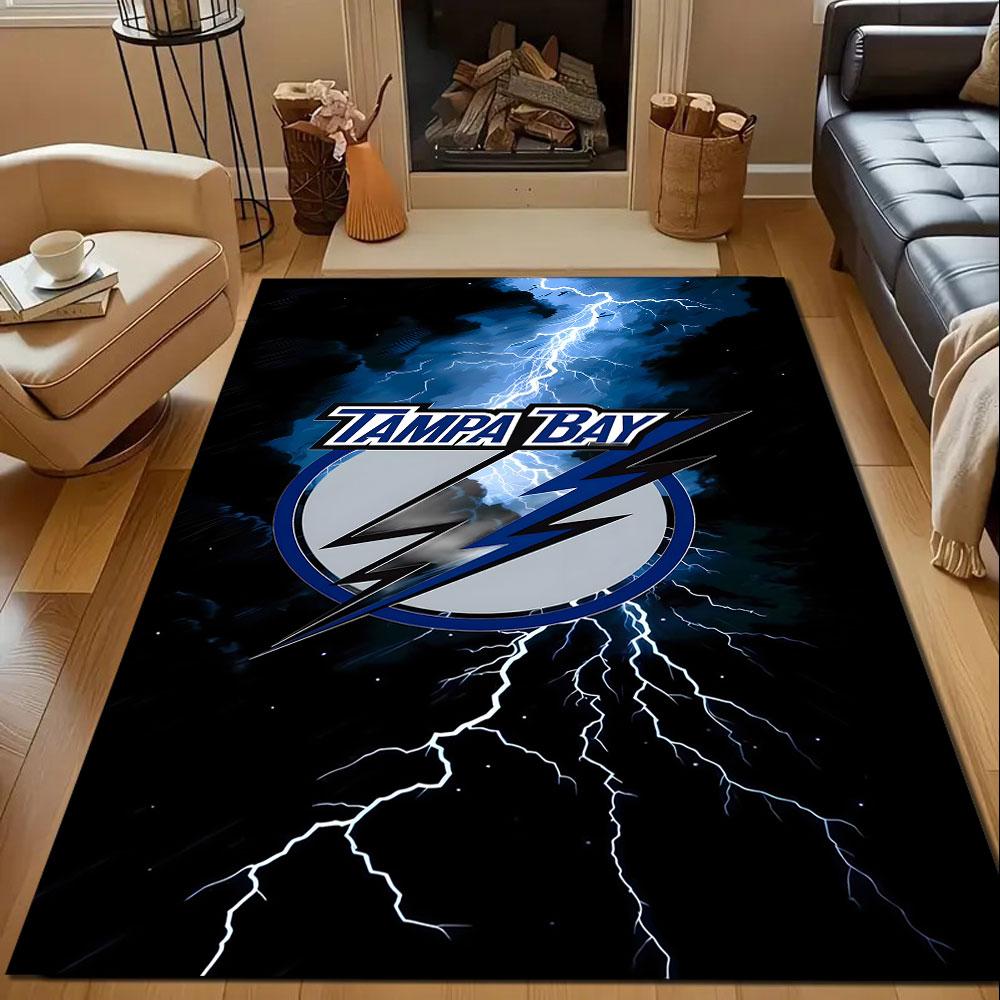 Tampa Bay Lightning Logo with Thunderbolt Patterned carpet, non slip mat suitable for living room and bedroom sofas