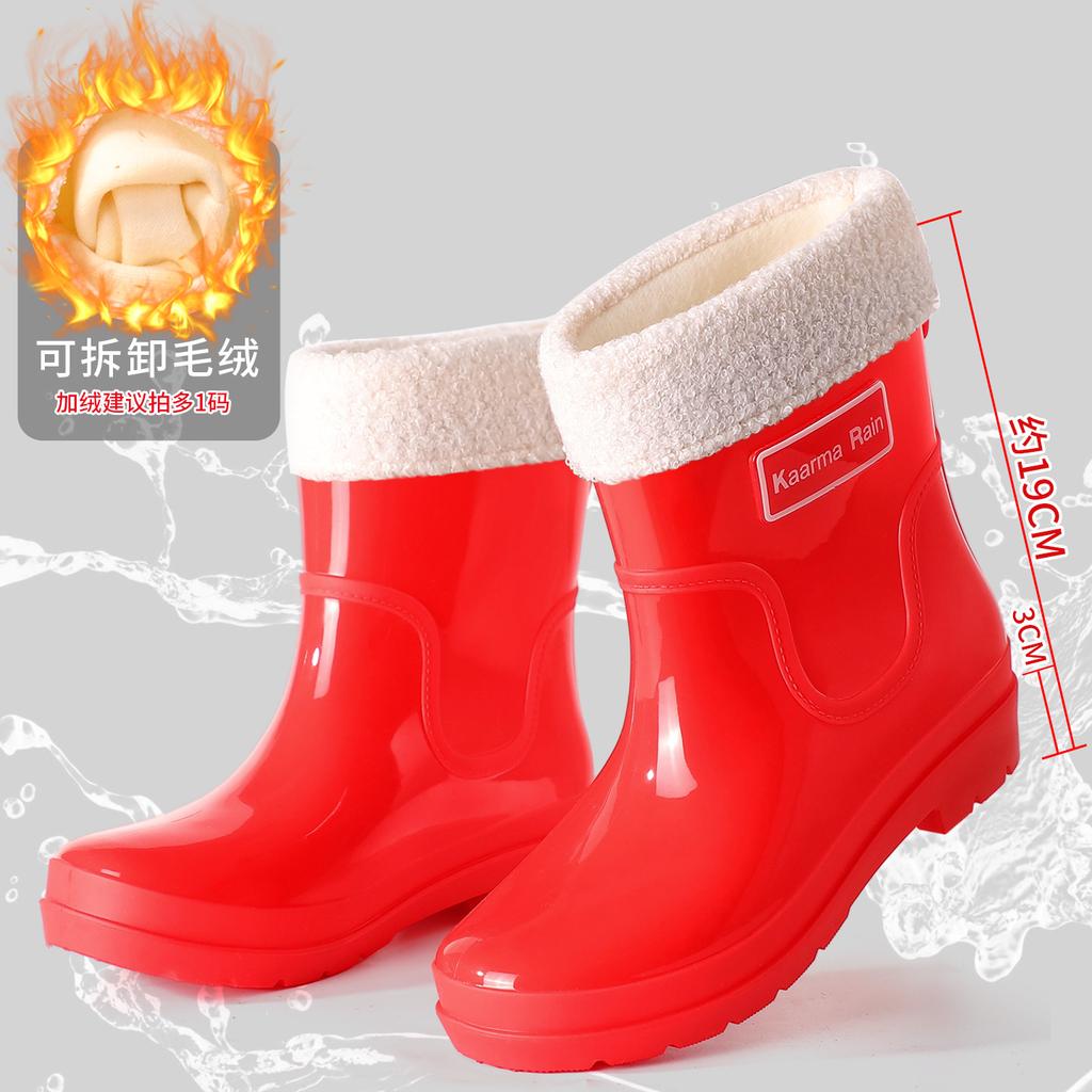 Quality bundle rain shoes women's adult fashion outer wear velvet high rain boots non-slip and anti-skid shoes