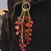 DIY Hand Woven Grape Beaded for Women Exquisite Red Purple Beads Bag Pendant Car Key Creative Decoration Accessory Bag Charm