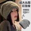 Autumn and Winter Fashion Versatile Big Head Circumference Patch Wool Hat Korean Retro Casual Warm Hat Windproof Ear Protection Knitted Hat