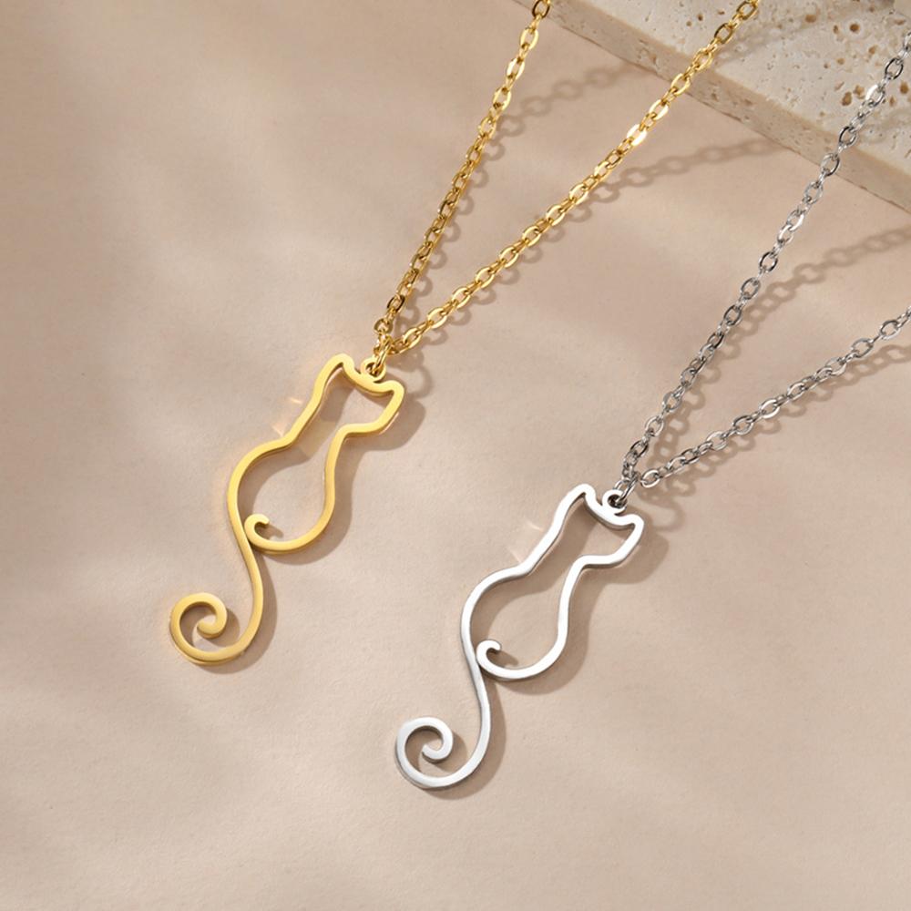 My Shape Lovely Cats Pendant Necklaces for Kids Cute Animals Kitten Charms Necklaces Stainless Steel Jewelry Valentine's Day