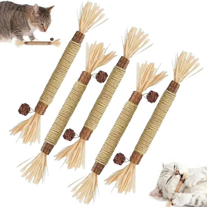 6Pcs Catnip Toys Cat Wand Silvervine Sticks Cat Toys For Indoor Chew Cats Toy