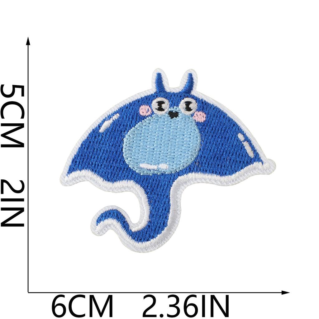 Ocean Party Embroidery Cloth Sticker Cartoon Shark Dolphin Embroidery Chapter Boy Children'S Clothes Dress Up Patch Sticker Hot Sublimation