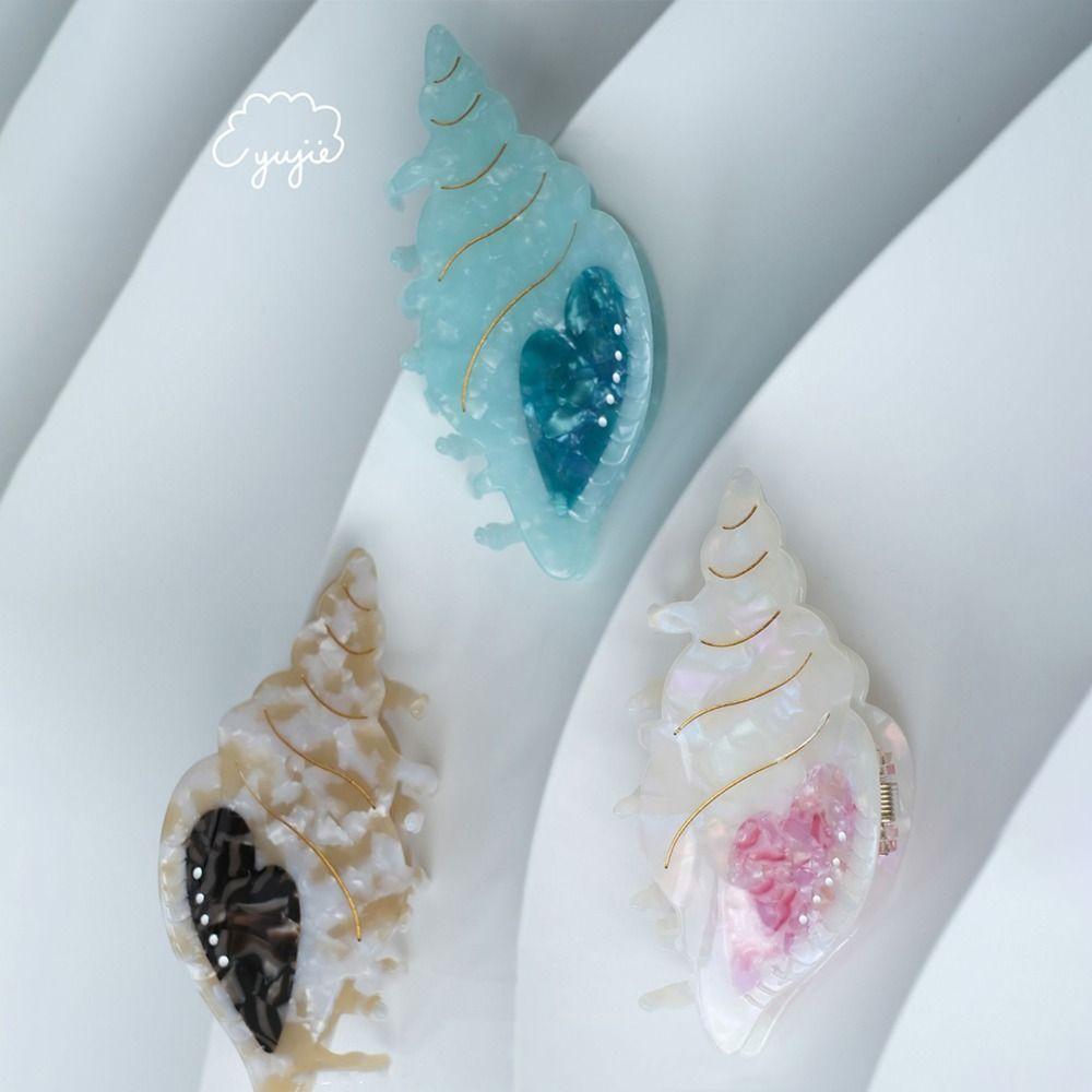 

Conch Shell Shark Clip Heart Women Barrettes Creative Large Crystal Hairpins Women