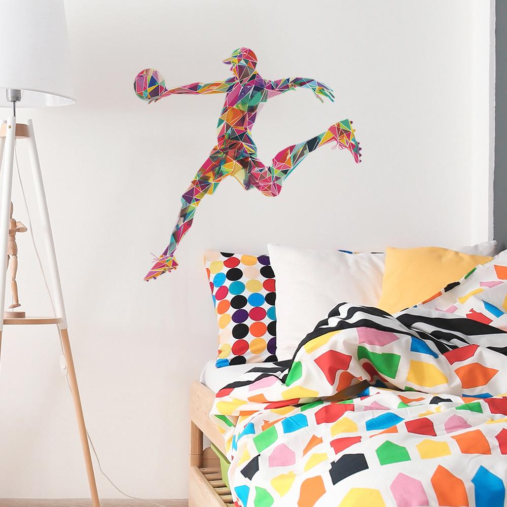 Creative Puzzle Basketball Player Wall Sticker Self-Adhesive for Kids Bedroom Wall Decoration