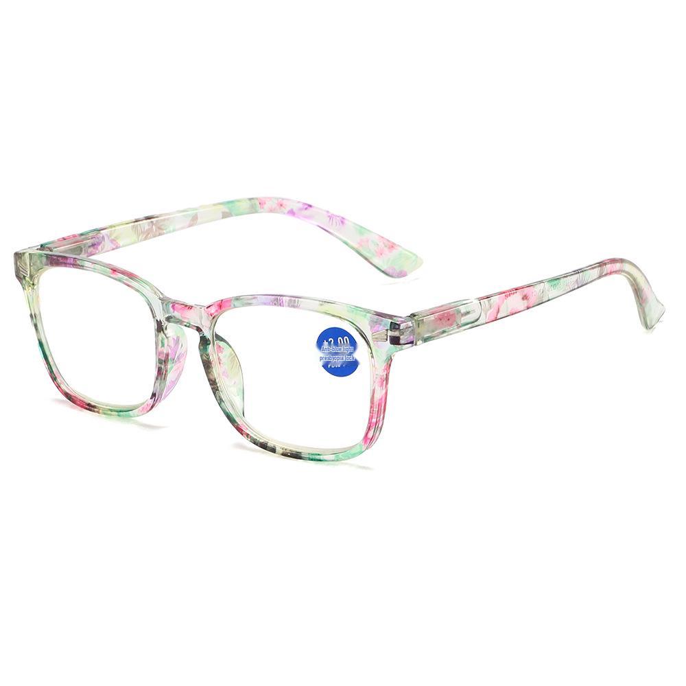 Women's European & American Style Floral Reading Glasses with Spring Hinges & Anti-Blue Light Protection