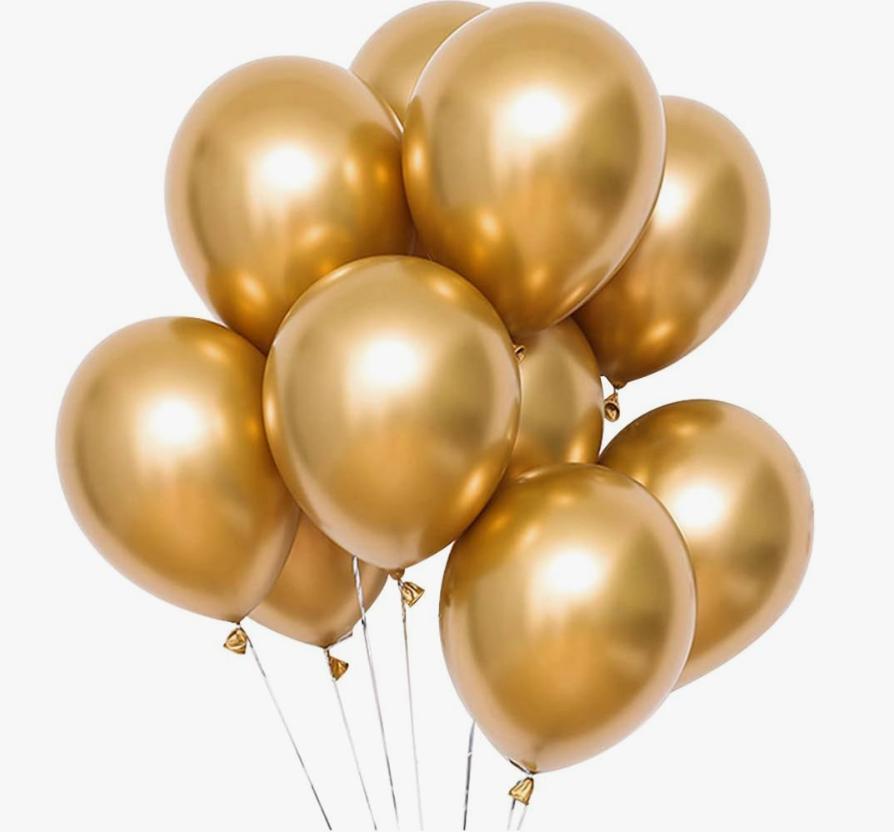 Gold chrome balloons birthday decoration set of 100 large metallic pieces