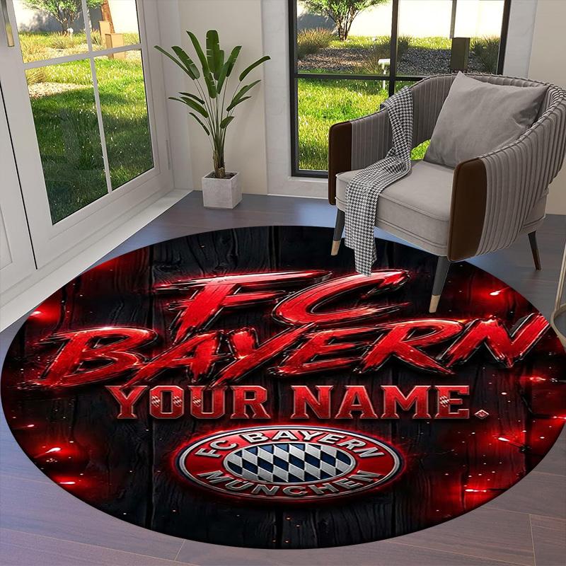 Bayern Munich Fan Gear Custom Name Round Area Rug Carpet Rug For Living Room Bedroom Sofa Playroom Decor Nonslip Floor Mat