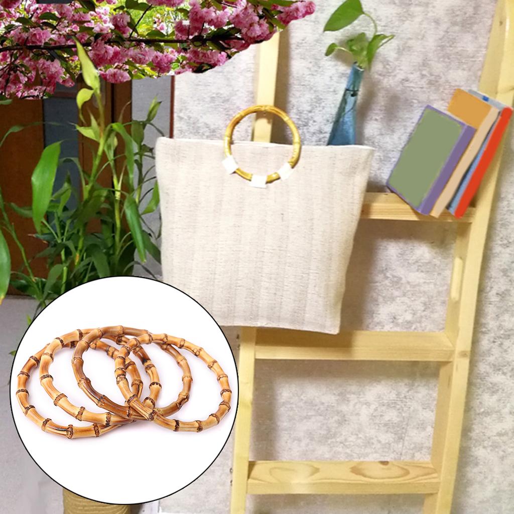Bambus Taschengriff Praktischer Flacher Runder Geldbörsengriff Handtaschengriff Ring DIY Taschenersatzzubehör für Frauen Mädchen