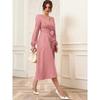 2022 Puff Sleeve Belt V-Neck Large Skirt Women's Dress