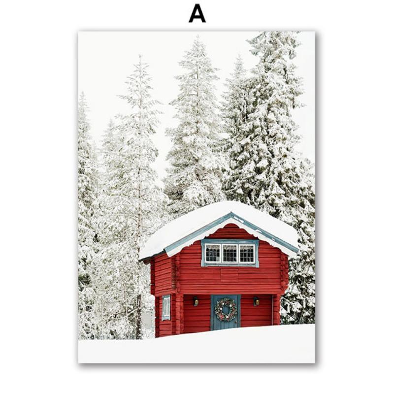 Snow Christmas Tree Cookies Orange Juice Socks Gift Wall Art Canvas Painting Posters Prints Wall Pictures For Living Room Decor