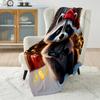 Multi-Size Festive Raccoon with Santa Hat Pattern Blanket Flannel Material Soft Warm for All Seasons Home Outdoor Camping Picnic