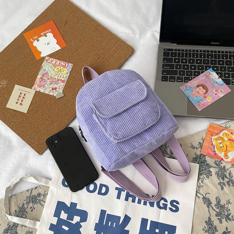 Schoolbag Women's Bag Corduroy 1011 New Backpack Korean Version Fashion Personalized Backpack Popular Bag One Piece