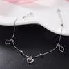 Tancise Trendy  Silver Bracelet Anklet with Heart-shaped Square AAA Zircon Jewelry for Women Wedding Party Gift