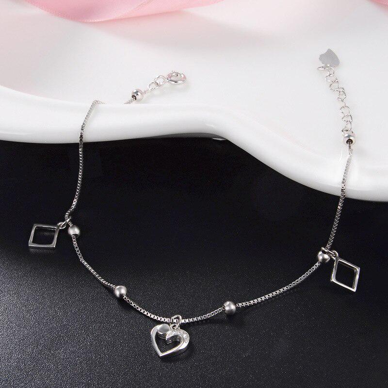 Tancise Trendy  Silver Bracelet Anklet with Heart-shaped Square AAA Zircon Jewelry for Women Wedding Party Gift