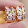 Rainbow Small Stone Multicolor Zircon Round Hoop Earrings For Women Vintage Gold Color Ear Buckle Wedding Jewelry Valentine Gift