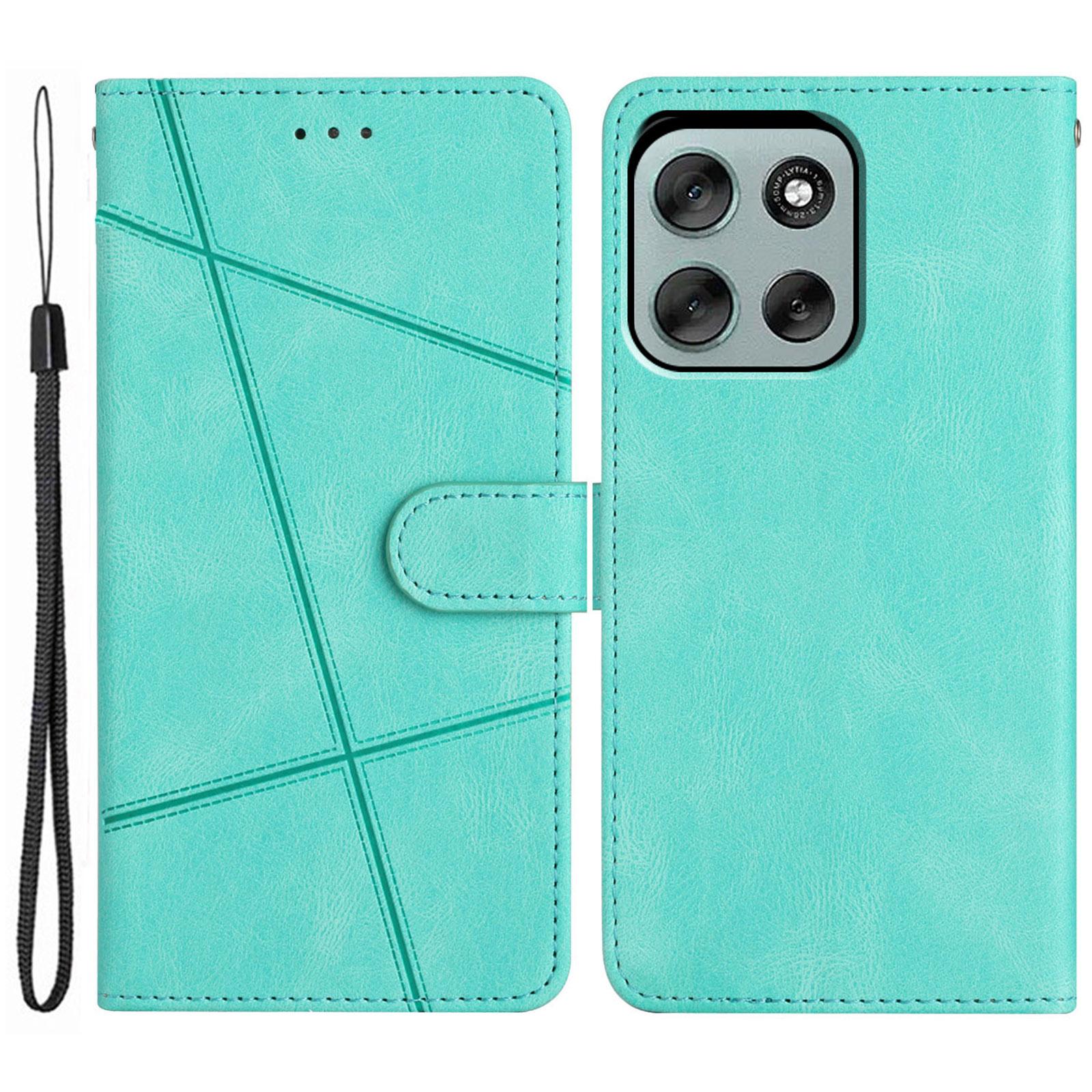 

Для Motorola Moto G56 5G Кошелек Чехол Кожаный Флип Чехол для Телефона с Тиснением Линий Green