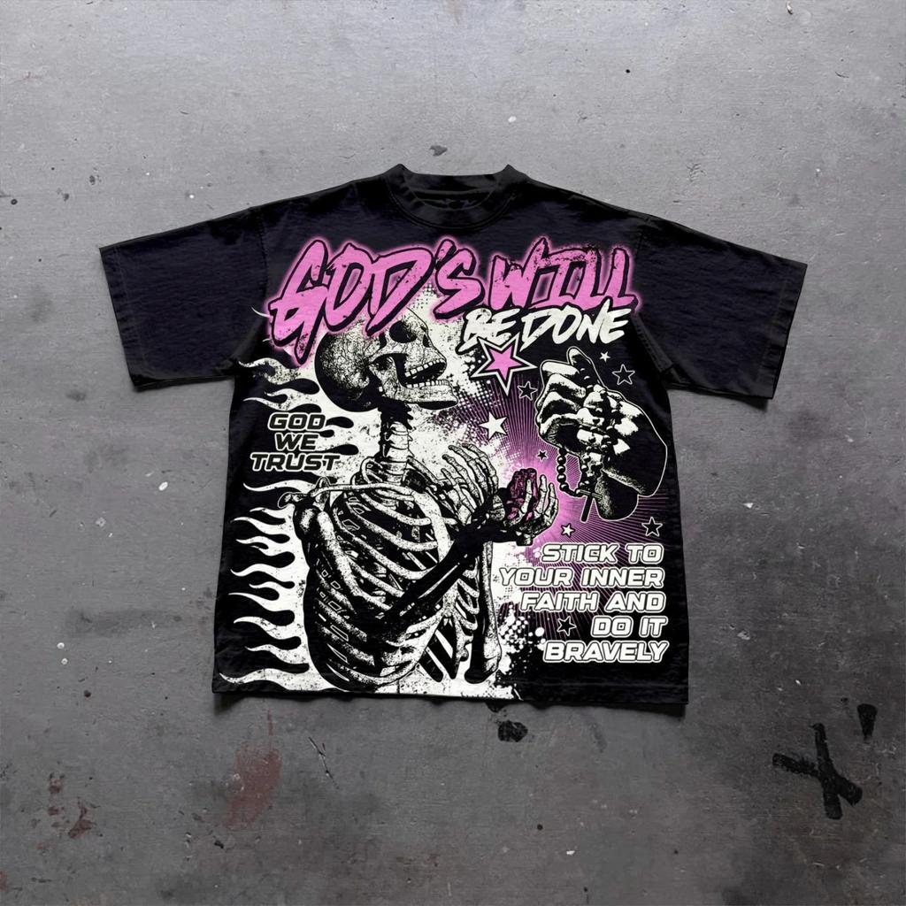 T-shirt Grafica Uomo Donna Top Vintage Hip Hop Streetwear T-shirt Oversize Manica Corta Abbigliamento Casual Moda Estiva Maglietta Trendy