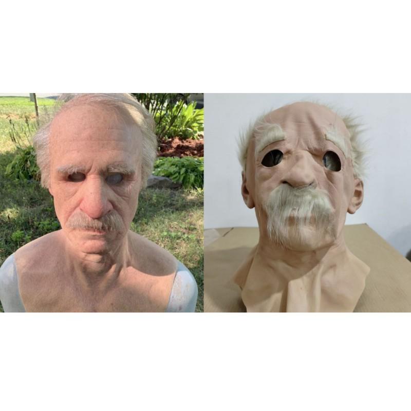 Halloween new product: Old man mask, old lady headgear costume props, latex bald head cover