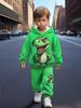 2025ins Kids' 3D Dinosaur Print Warm Hoodie & Pants Set for Autumn/Winter