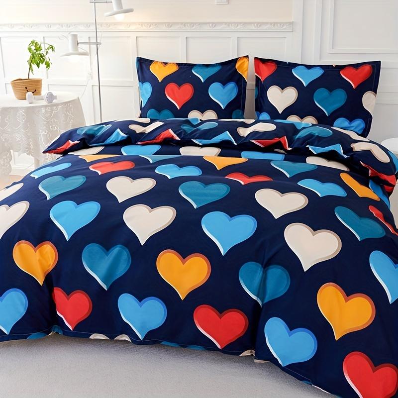

Duvet Cover Cute Heart Bed Sets For Kids Boys Girls Valentine Day Gift Bedding Set Bedspread Cover Heart Soft Warm Bedroom Decor 90X200cm