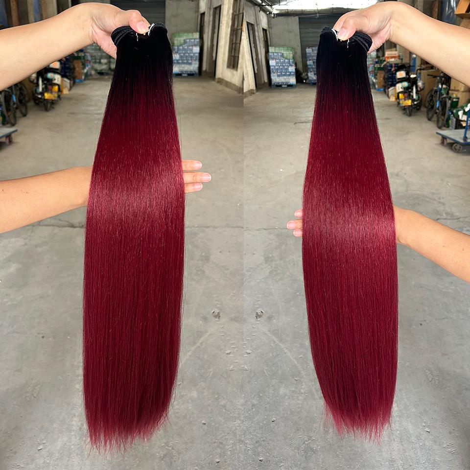30 Inch 200g Straight Hair Bundles Bio Synthetic High Temperature Fiber Piano Blonde Red Hair ExtensionsHair Weaving Full to End