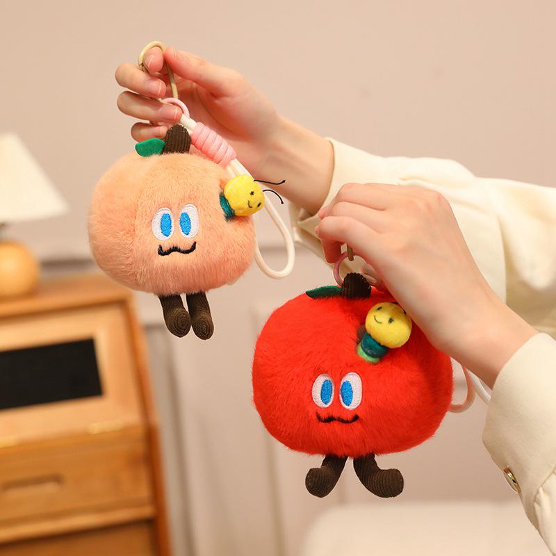 Adorable Bug Eats Fruit Pendant: Apple, Mango, Avocado, Peach - Perfect New Year Gift for Her