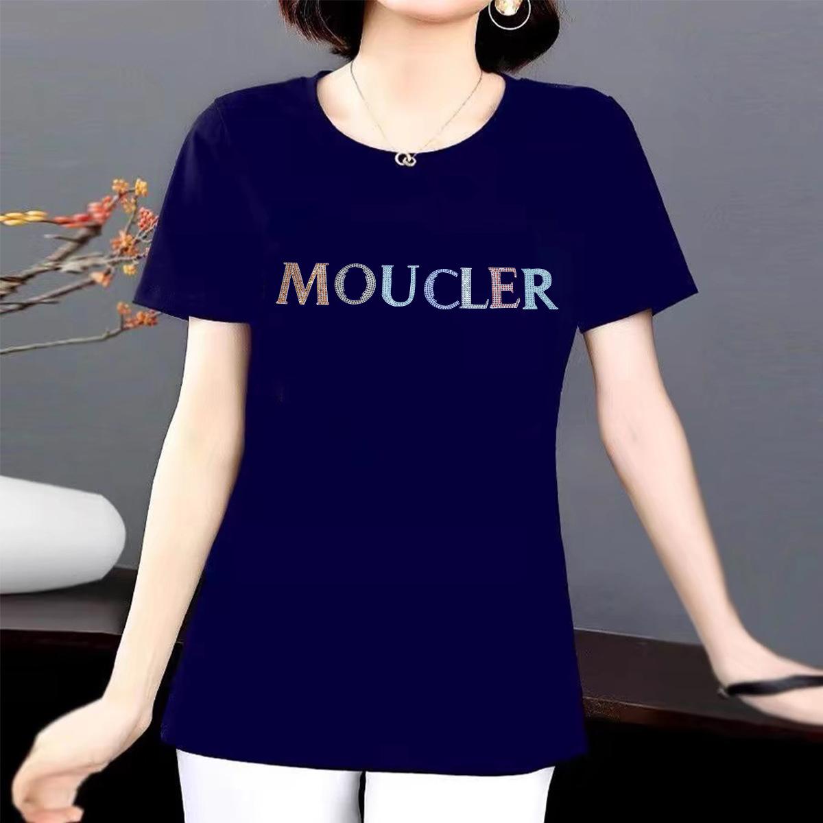 

2025 summer new round neck hot diamond flower fashion shirt women s short-sleeved t-shirt fashionable 4XL