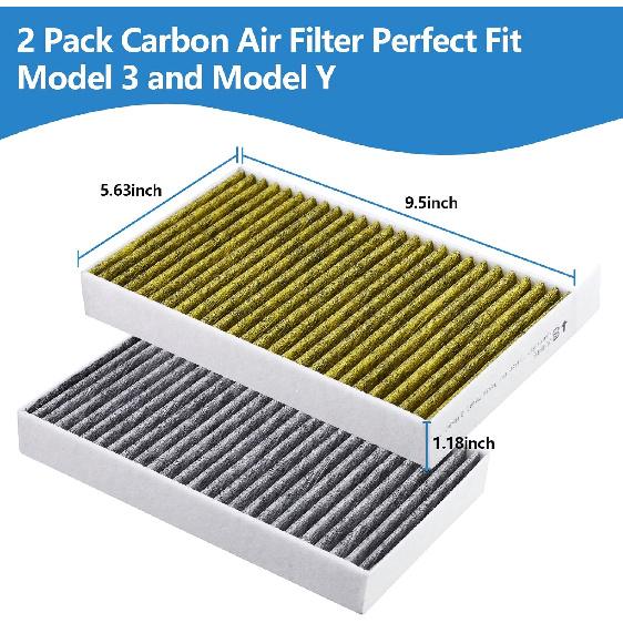 2Pcs For Tesla Model 3 Y Juniper Highland 2025-2020 2026 Air Filter Conditioner Cabin Activated Carbon Replacement Conditioning