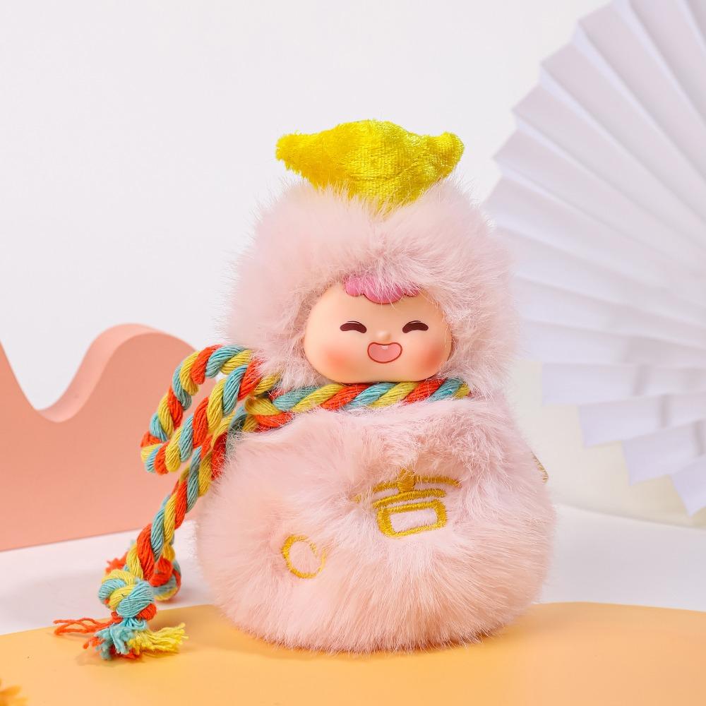 Kawaii Plush Doll Keyring Ornaments Good Luck Pendant Creative Mini Gourd Keychain  for Lovers