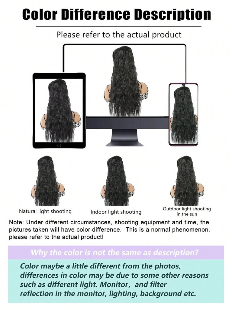 Long Wave Ponytail Wrap Around Wavy Ponytail Extensions Fluffy Hair Piece Magic Paste Ponytail Hairpiece 18 Inch Fake Hair,Suitable For Daily Use