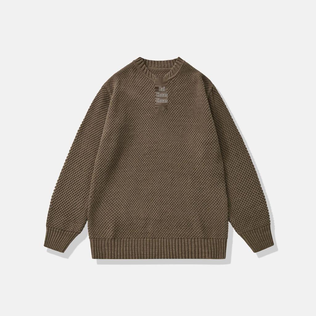 Plus Size Retro Henley Sweater: Men's Autumn/Winter Warm Loose Knitwear