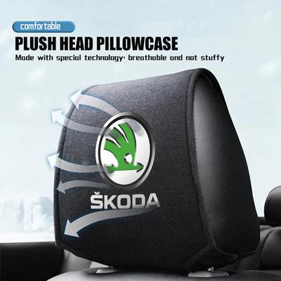 AAABR1 Car Seat Headrest Cover Anti-Fouling Neck Pillow Protector Accessories For Kamiq Karoq Octavia 2 3 Rapid Scala Kami Fabia