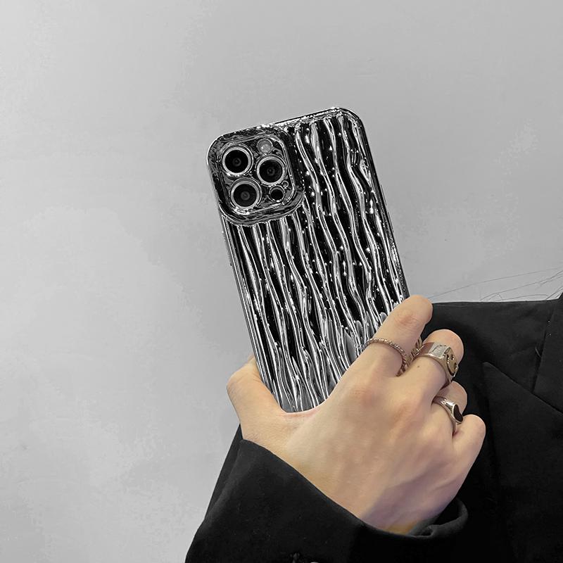 Stříbrný papírový obal na telefon Tin Paper pro iphone 17 16 15 14 13 11 12 Pro Max X XS Max XR Vlnky Vodotěsný Měkký kryt